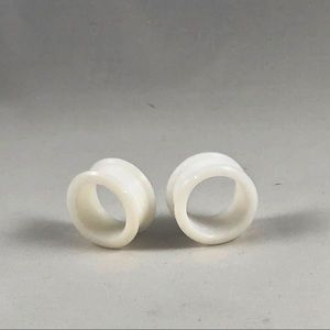 Pair of Double Flare White Silicon Ear Tunnels